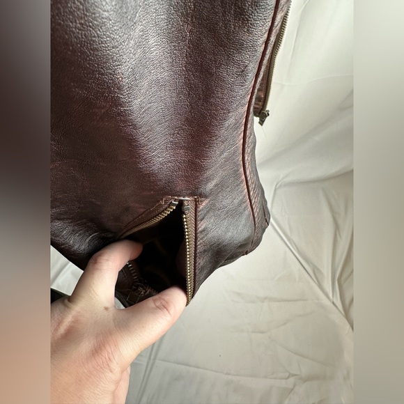 Maurice’s Faux Brown Leather Jacket Full Zip Size Large - Picture 6 of 15